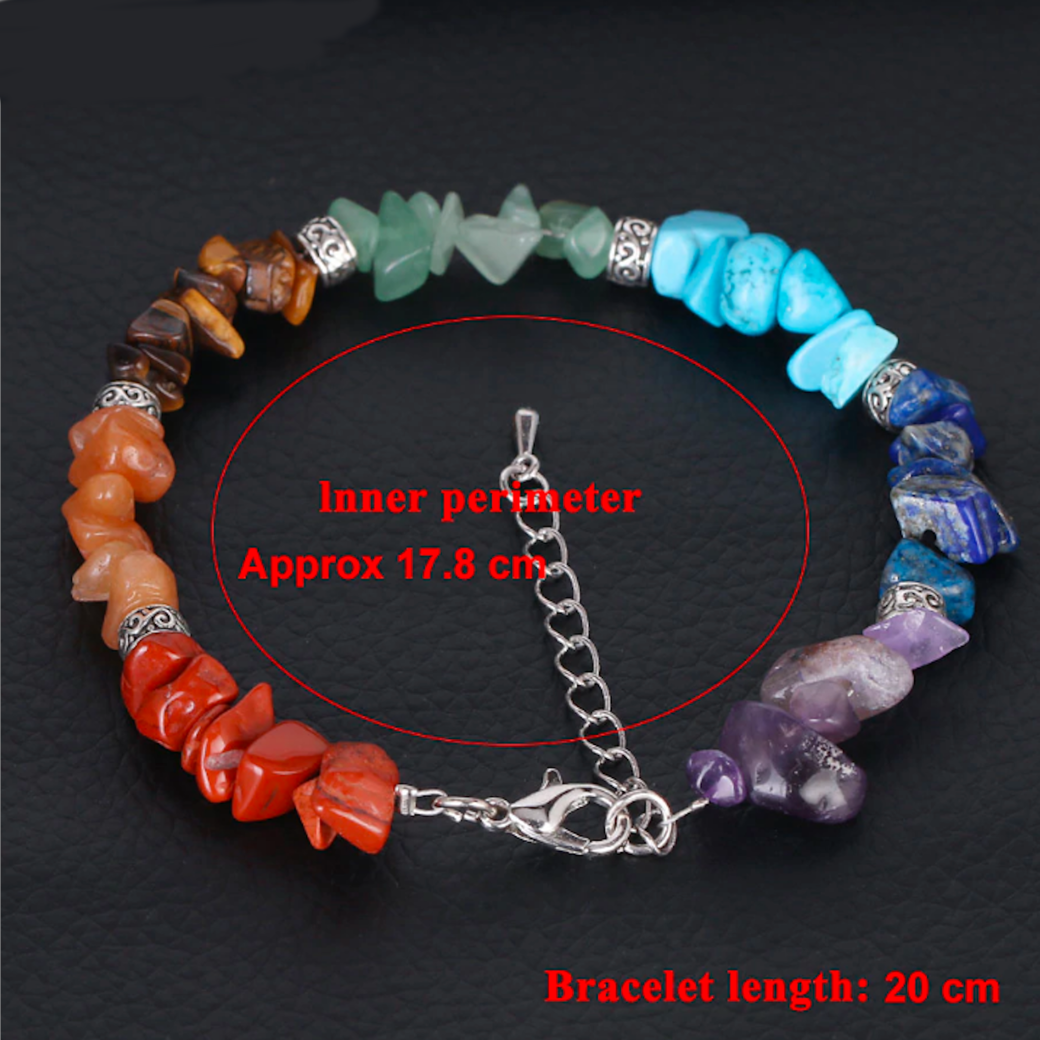 Healing Natural Rainbow 7 Chakra Bracelet Chain