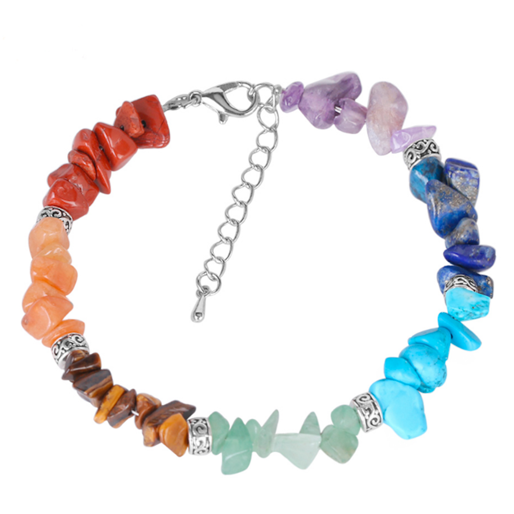 Healing Natural Rainbow 7 Chakra Bracelet Chain