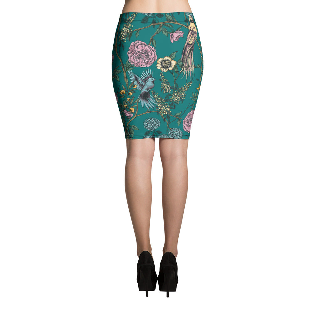 bird print skater skirt floral