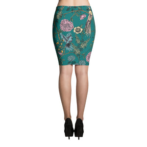 bird print skater skirt floral