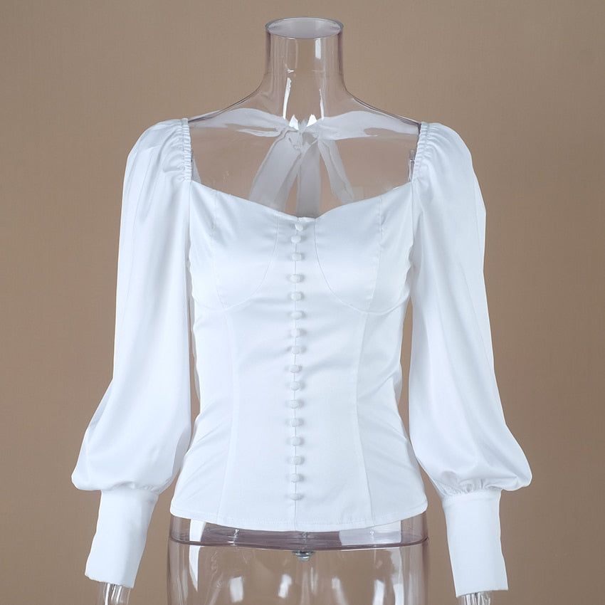 White Elegant and Sexy Ladies Blouse Casual