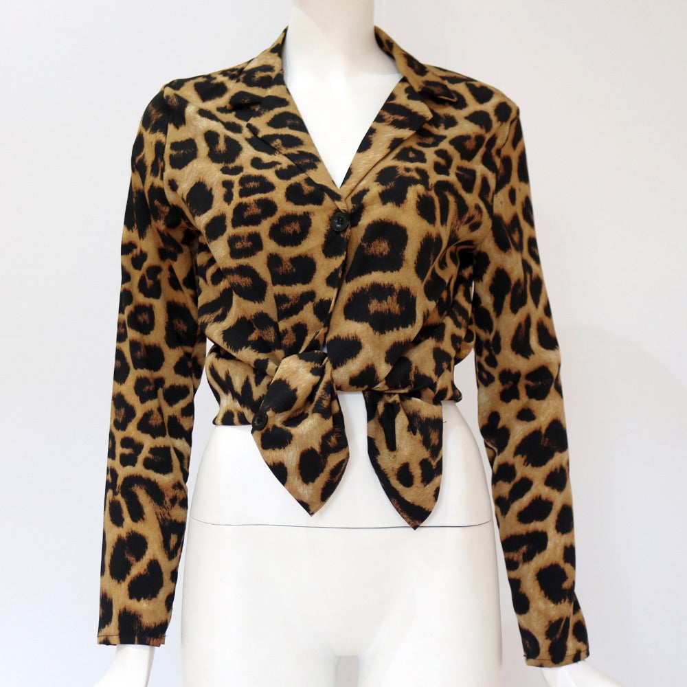 Blouse Long Sleeve Sexy Leopard Print