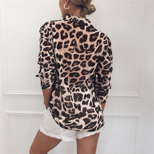 Blouse Long Sleeve Sexy Leopard Print