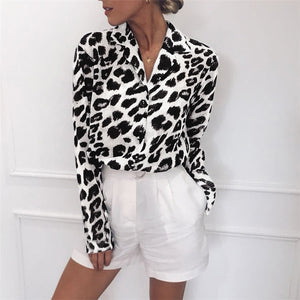 Blouse Long Sleeve Sexy Leopard Print