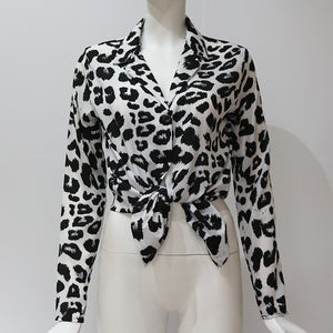 Blouse Long Sleeve Sexy Leopard Print