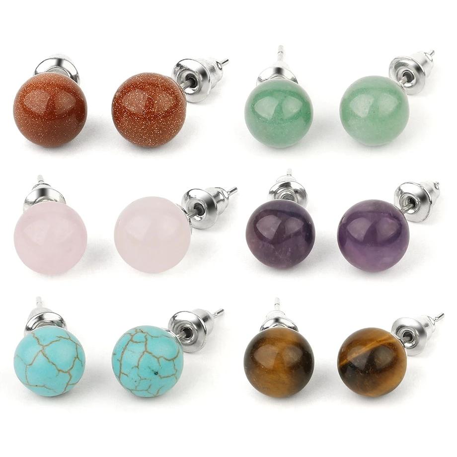 Natural Crystal  Stone Stud Earrings