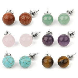 Natural Crystal  Stone Stud Earrings