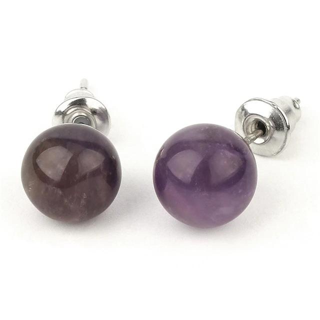 Natural Crystal  Stone Stud Earrings