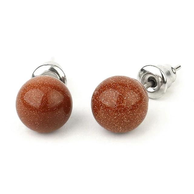 Natural Crystal  Stone Stud Earrings