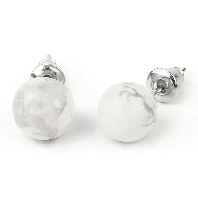 Natural Crystal  Stone Stud Earrings