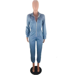 Denim Rompers Womens Zipper Fly Jumpsuit