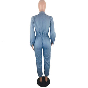 Denim Rompers Womens Zipper Fly Jumpsuit