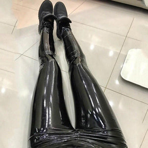 Ladies Leggings PU Leather in Black  Slim Long Pants