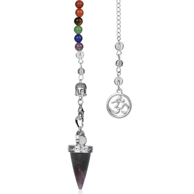 Natural Stone, 7 Chakras Crystal Chain Buddha Reiki Pendant