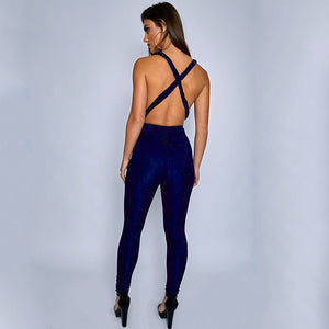 glitter Backless Bodycon Sexy Jumpsuits