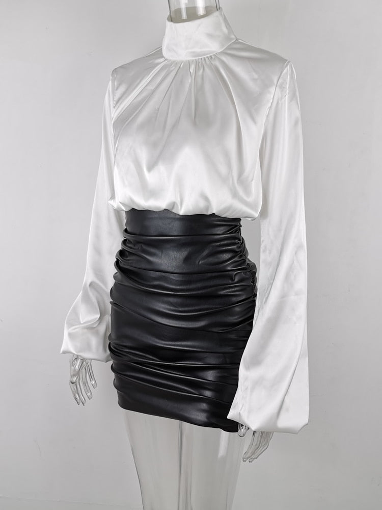 PU Leather  Skirt Sexy Black Ultra Short Party Skirts