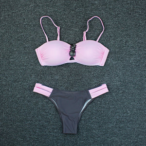 Push Up Bikini Set Pink Swimwear