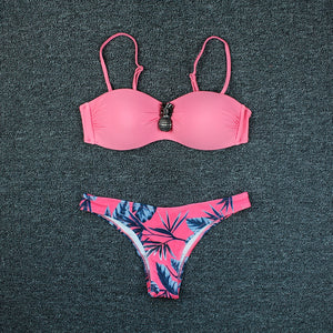 Push Up Bikini Set Pink Swimwear