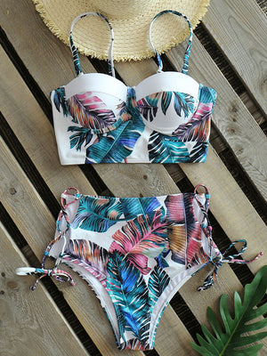 Leaf Print Bikinis Women Swimsuit