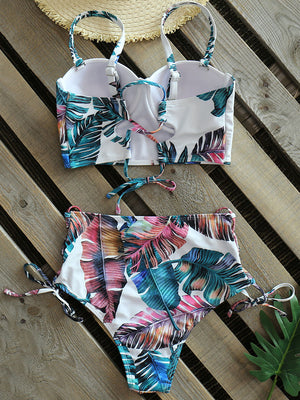 Leaf Print Bikinis Women Swimsuit