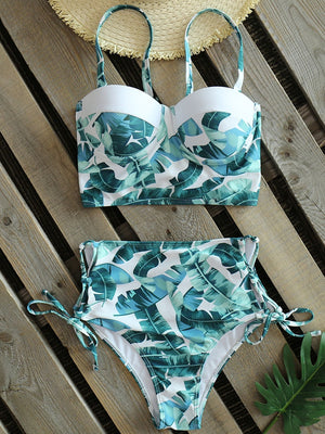 Leaf Print Bikinis Women Swimsuit