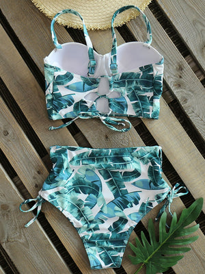 Leaf Print Bikinis Women Swimsuit