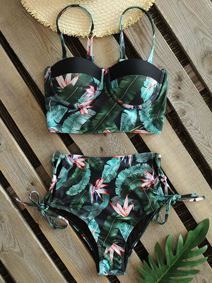 Leaf Print Bikinis Women Swimsuit