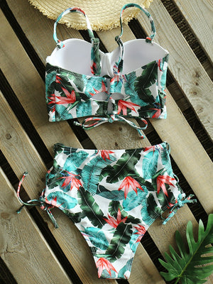 Leaf Print Bikinis Women Swimsuit