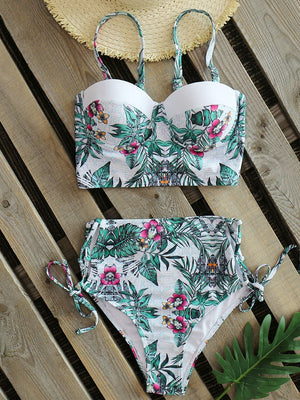 Leaf Print Bikinis Women Swimsuit