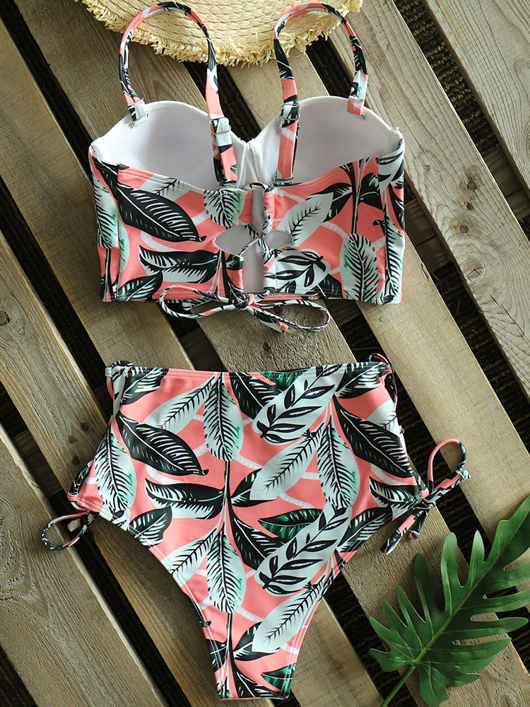 Leaf Print Bikinis Women Swimsuit