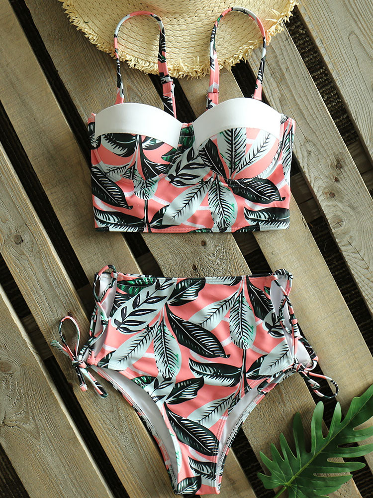 Leaf Print Bikinis Women Swimsuit