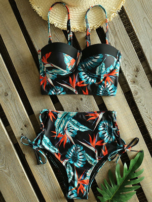 Leaf Print Bikinis Women Swimsuit