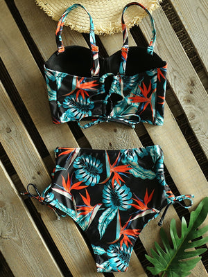 Leaf Print Bikinis Women Swimsuit