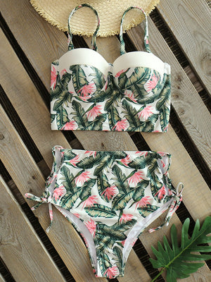 Leaf Print Bikinis Women Swimsuit