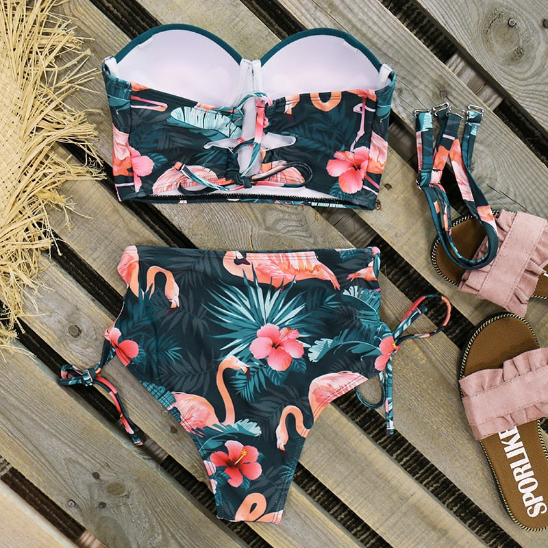 Leaf Print Bikinis Women Swimsuit