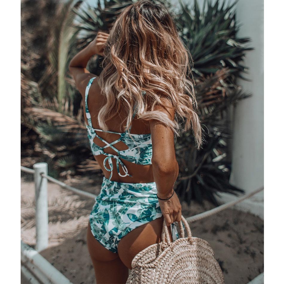 Leaf Print Bikinis Women Swimsuit