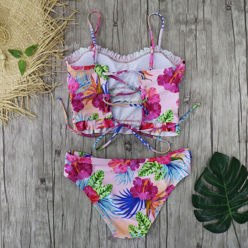 Leaf Print Bikinis Women Swimsuit