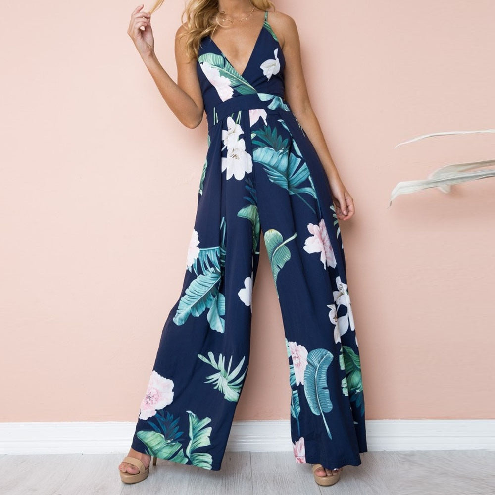 bodysuit Women Summer Sleeveless Strip Jumpsuit