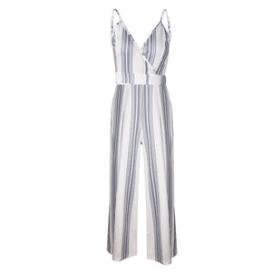 bodysuit Women Summer Sleeveless Strip Jumpsuit