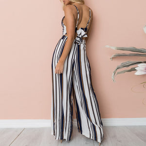 bodysuit Women Summer Sleeveless Strip Jumpsuit