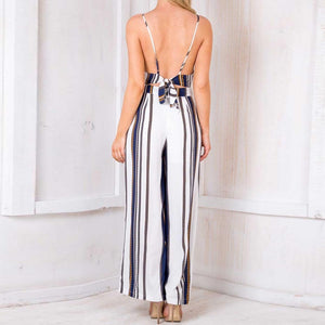 bodysuit Women Summer Sleeveless Strip Jumpsuit