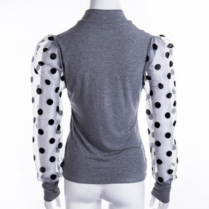 Spring Mesh Puff Long Sleeve Shirt