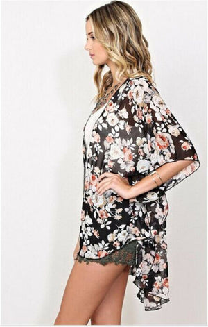 Floral Chiffon Fringe Loose Blouse